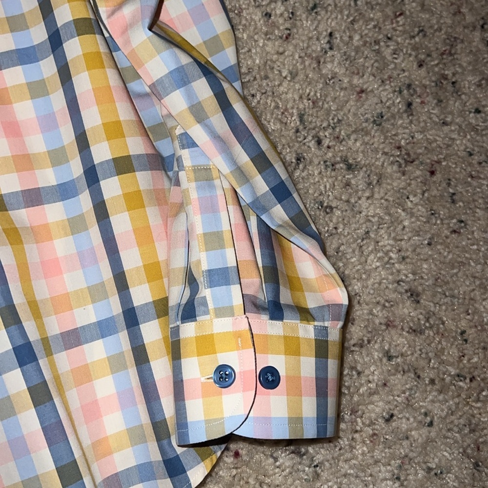 Orvis button down blouse gingham white blue pink yellow plus size 20 100% cotton - Picture 3 of 6